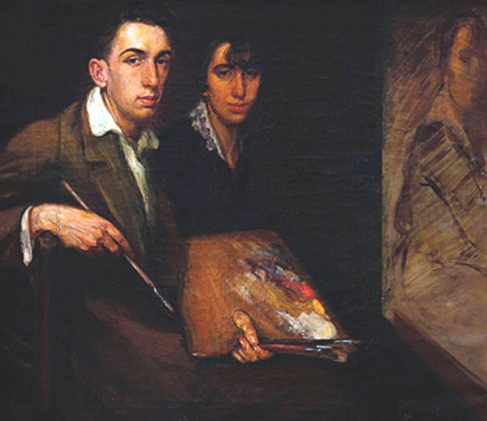 Self Portrait With Wife by Francisco Vidal, 1918